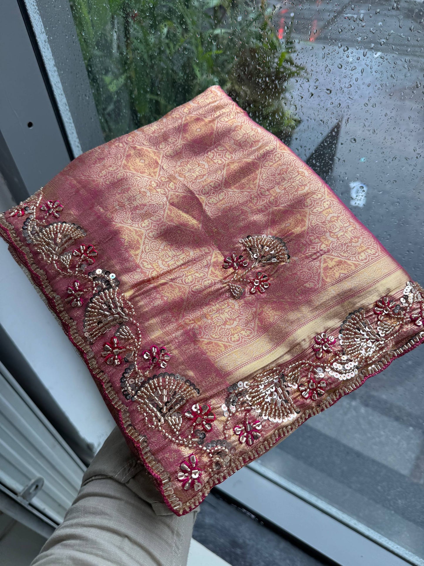 Wedding Wear Pure Kanjivarm Silk Beads Work Saree