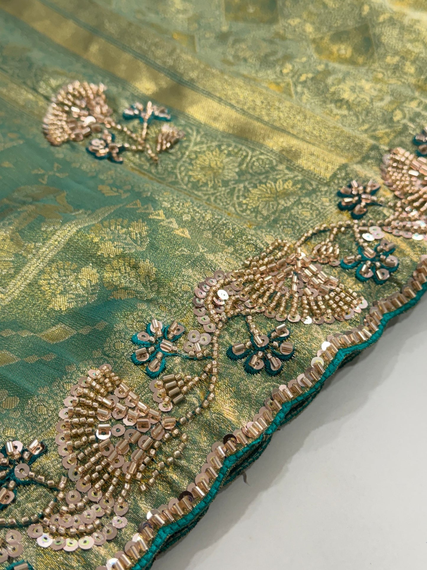 Wedding Wear Pure Kanjivarm Silk Beads Work Saree