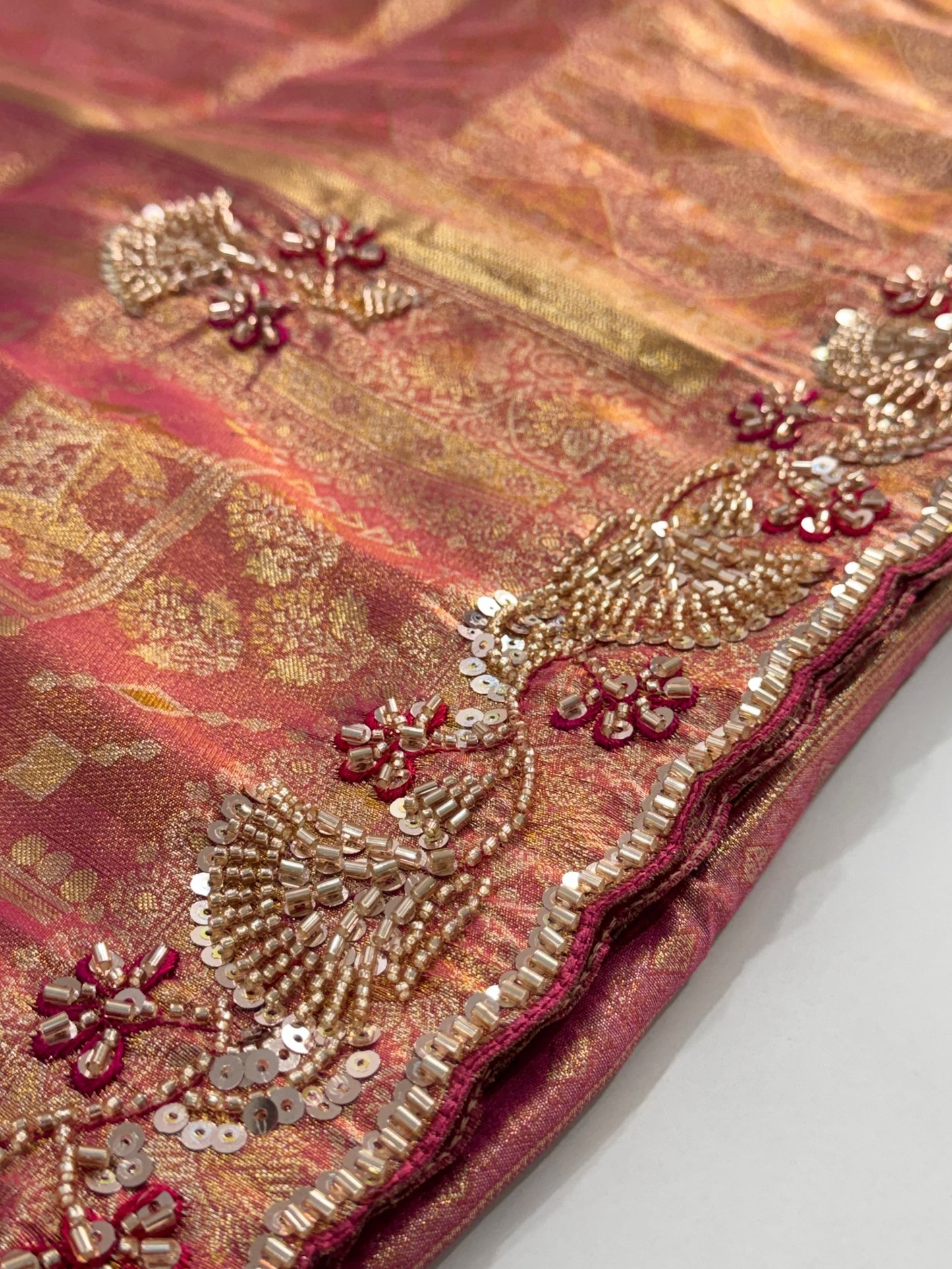Wedding Wear Pure Kanjivarm Silk Beads Work Saree