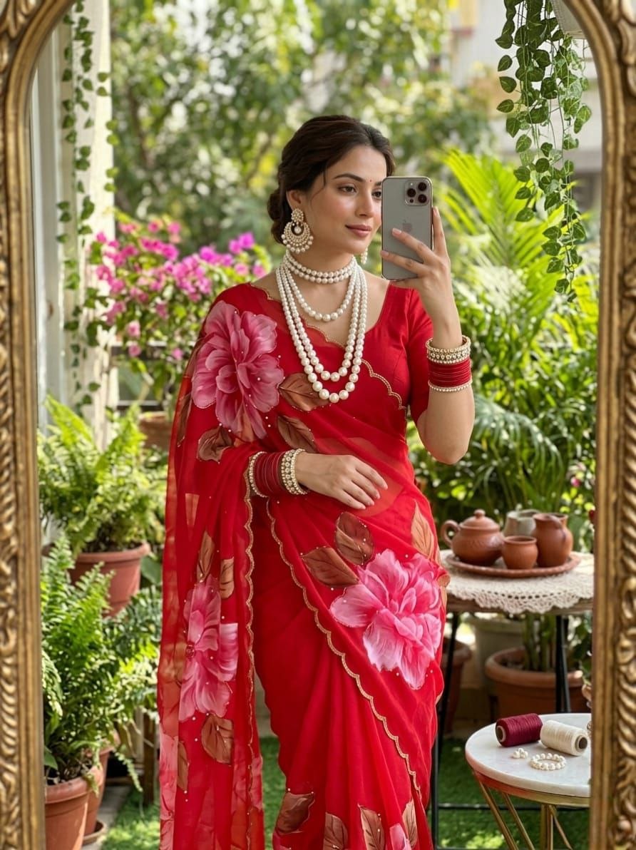 Pure soft alphino chiffon saree