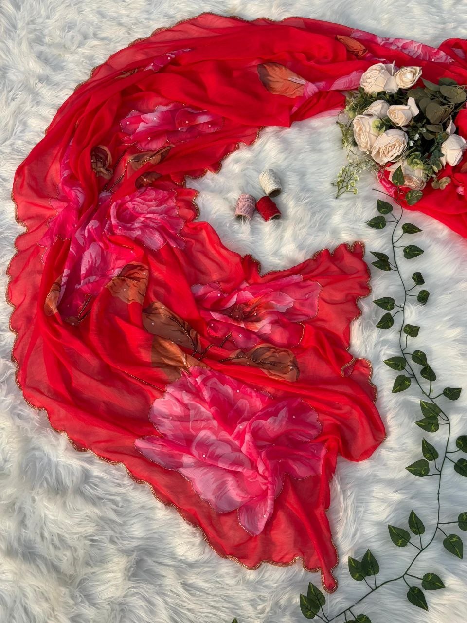 Pure soft alphino chiffon saree