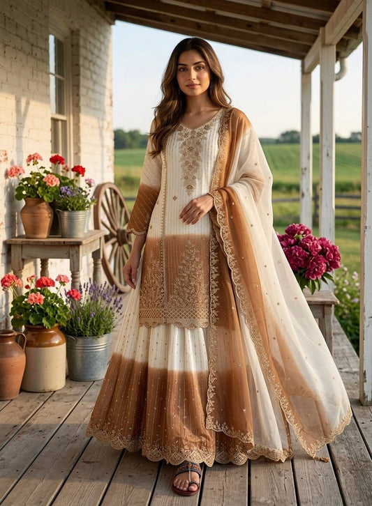 Launching New Đěsigner Party Wear Look Pur Heavy Dual Tone Suit