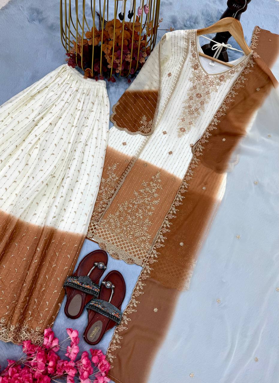 Launching New Đěsigner Party Wear Look Pur Heavy Dual Tone Suit