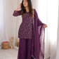 CRUNCHY SILK FABRIC WITH EMBROIDERY SEQUENCE AND JARI WORK SUIT