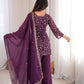 CRUNCHY SILK FABRIC WITH EMBROIDERY SEQUENCE AND JARI WORK SUIT