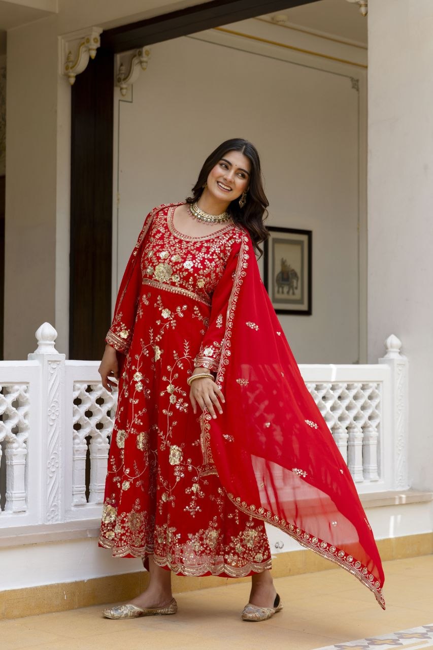 READYMADE GOWN WITH PANT & DUPATTA SET