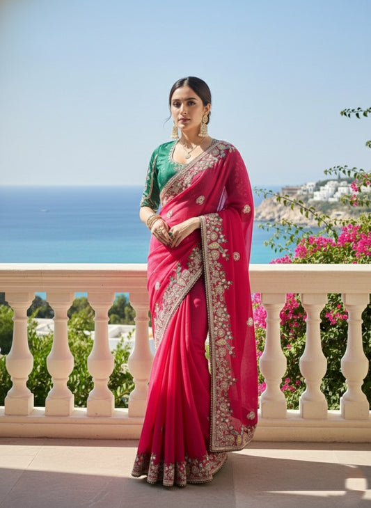 Party Wear Soft Fendy Chiffon silk Saree