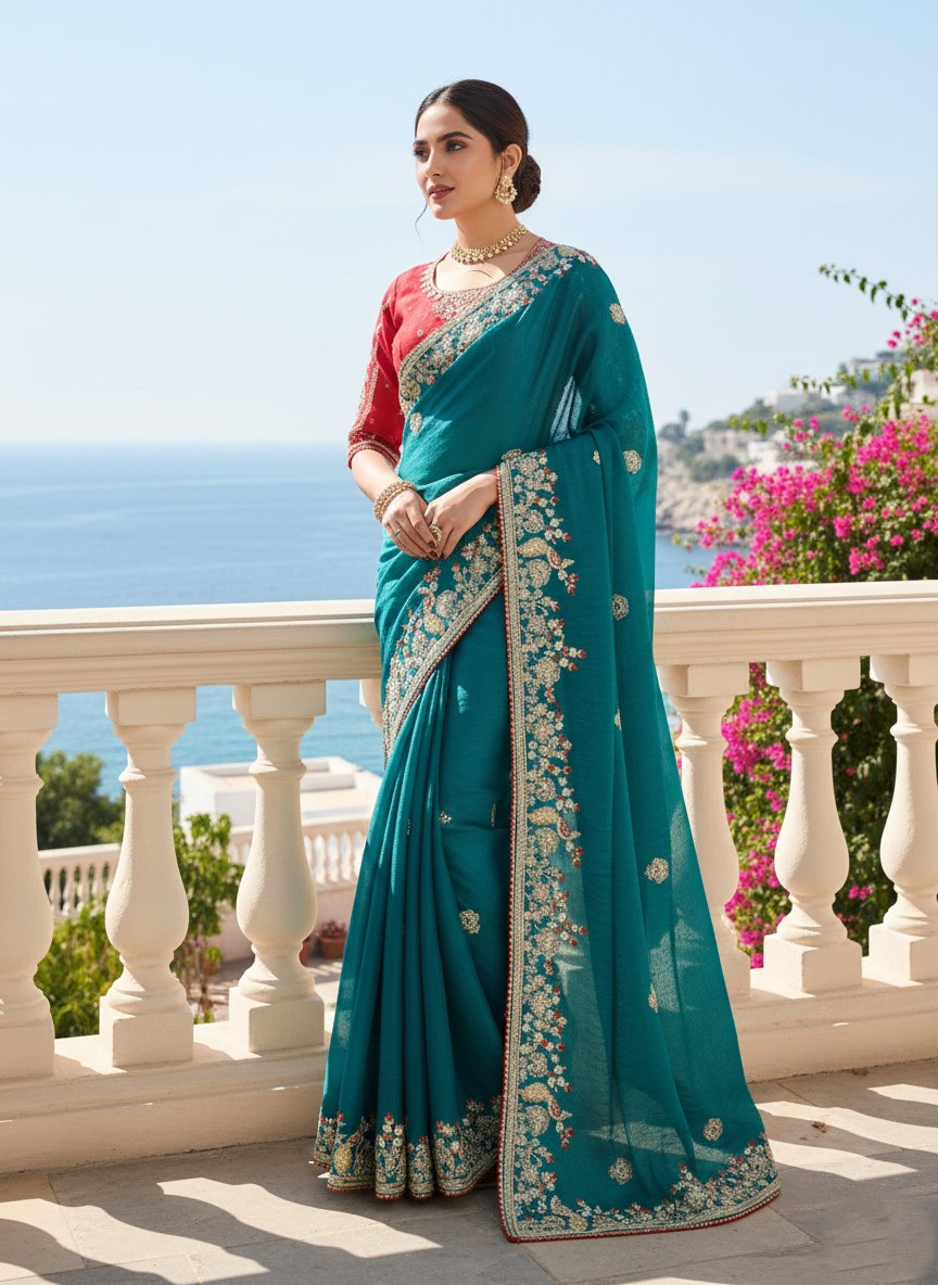 Party Wear Soft Fendy Chiffon silk Saree