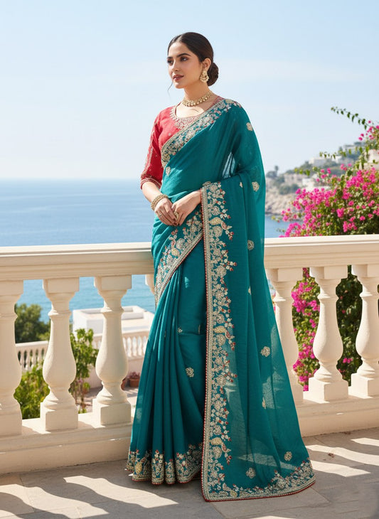 Party Wear Soft Fendy Chiffon silk Saree