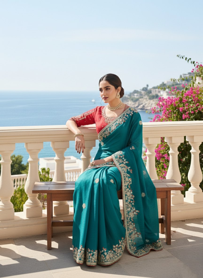 Party Wear Soft Fendy Chiffon silk Saree