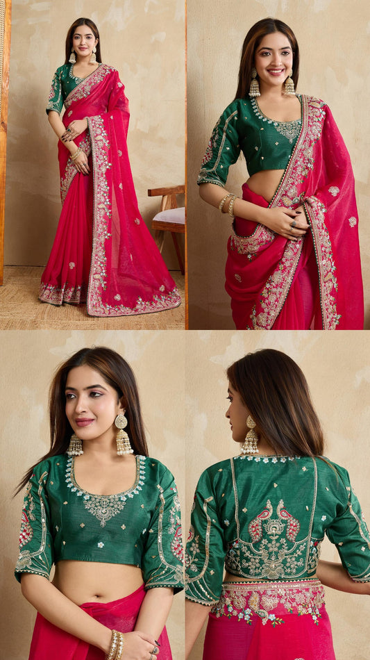 Party Wear Soft Fendy Chiffon silk Saree