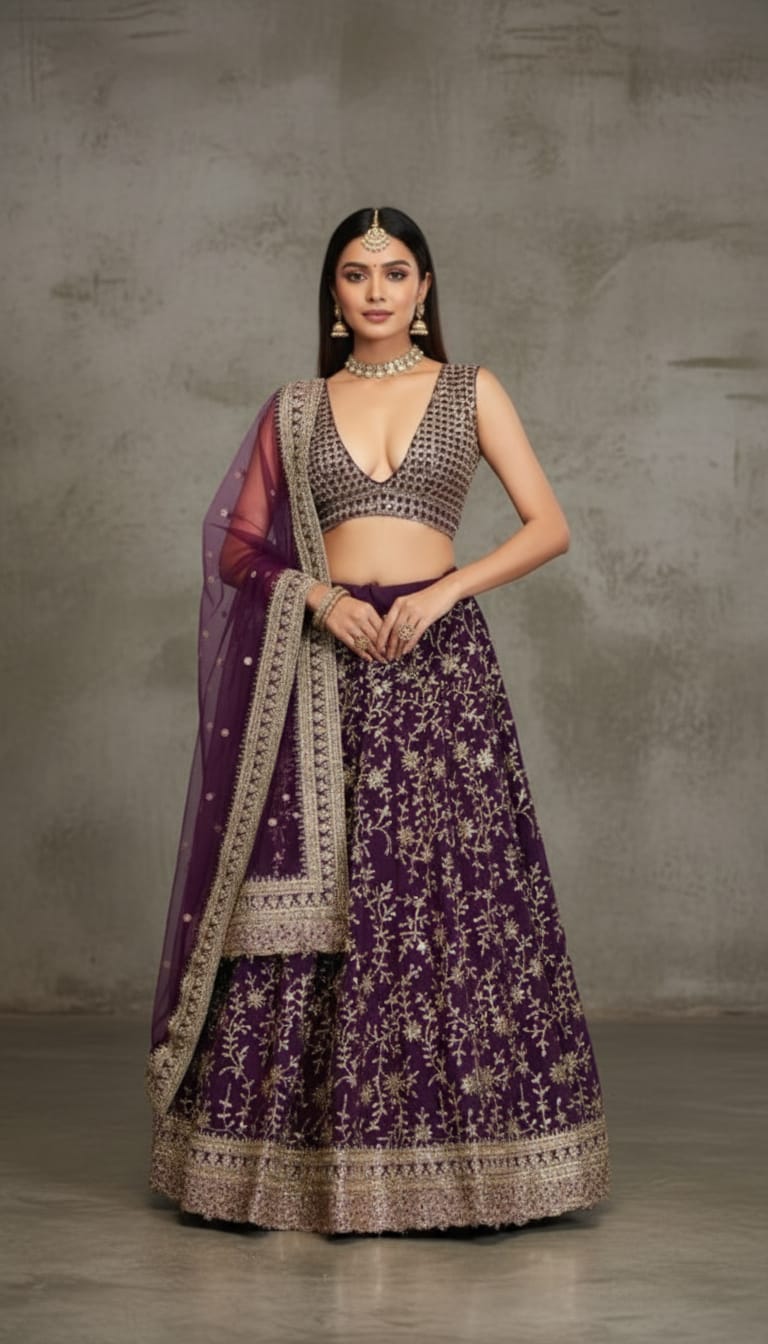 Georgette Zari Sequence Embroidery Lehenga Choli