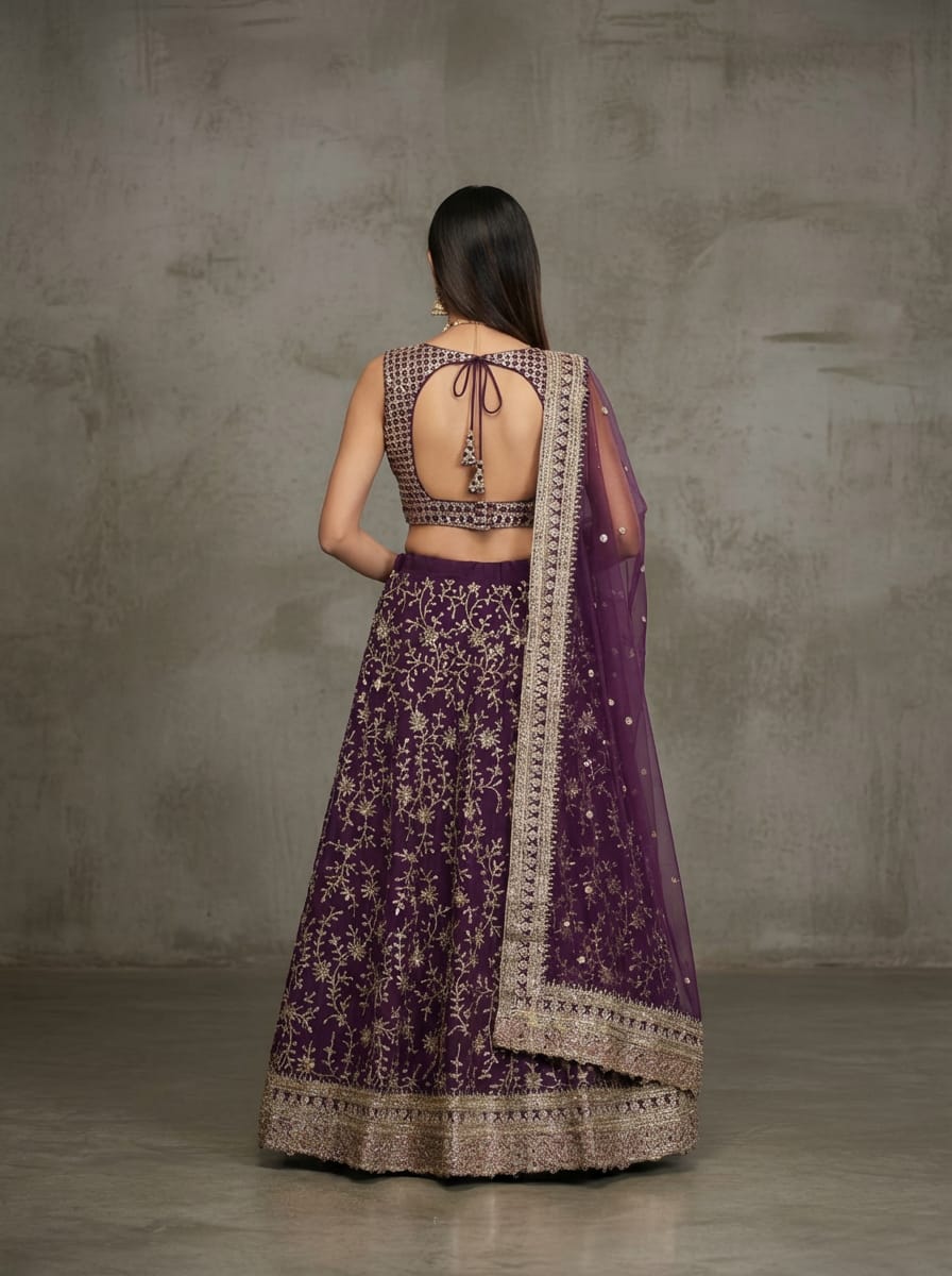 Georgette Zari Sequence Embroidery Lehenga Choli