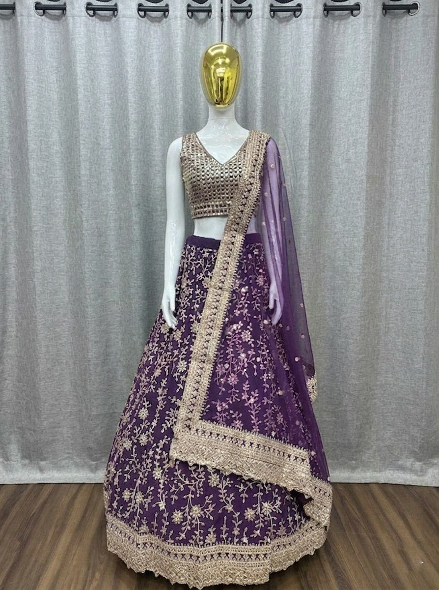 Georgette Zari Sequence Embroidery Lehenga Choli