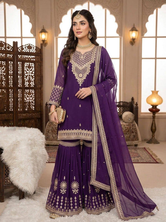 GEORGETTE CORDING WITH SEQUENCE EMBROIDERY WORK SUIT