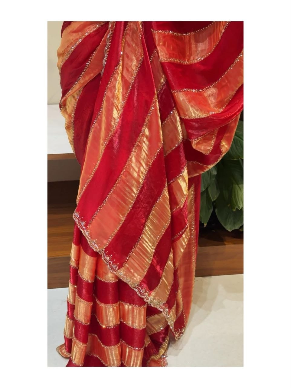Space silk Blooming With jarkhan Work Saree