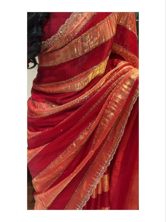 Space silk Blooming With jarkhan Work Saree