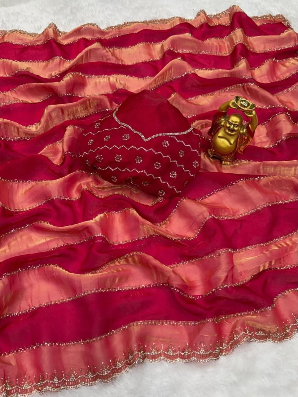 Space silk Blooming With jarkhan Work Saree