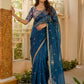 Art Satin Silk Sequins Embroidery Work Saree