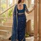 Art Satin Silk Sequins Embroidery Work Saree