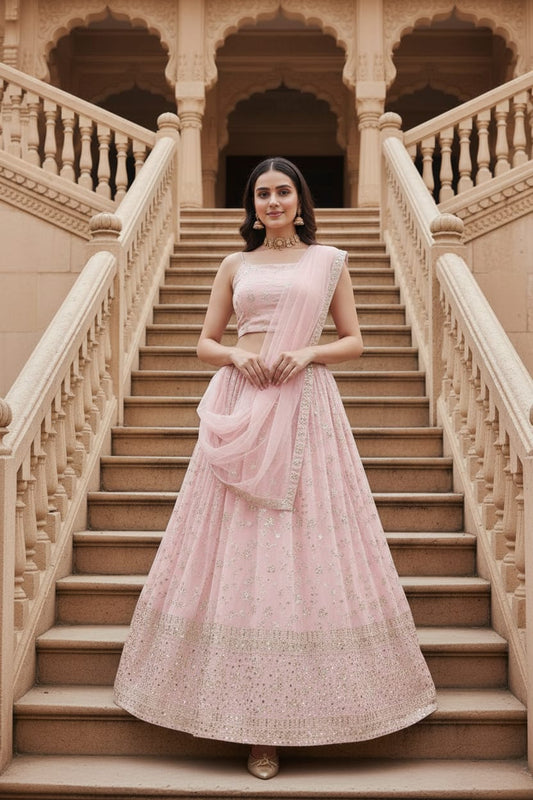 Premium Georgette Heavy Zari & Sequence Embroidery Lehenga Choli