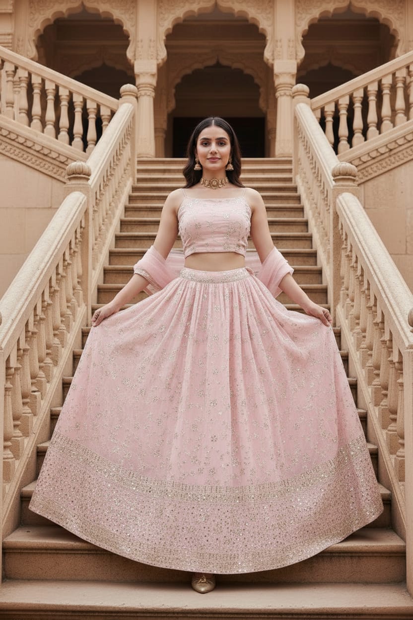 Premium Georgette Heavy Zari & Sequence Embroidery Lehenga Choli