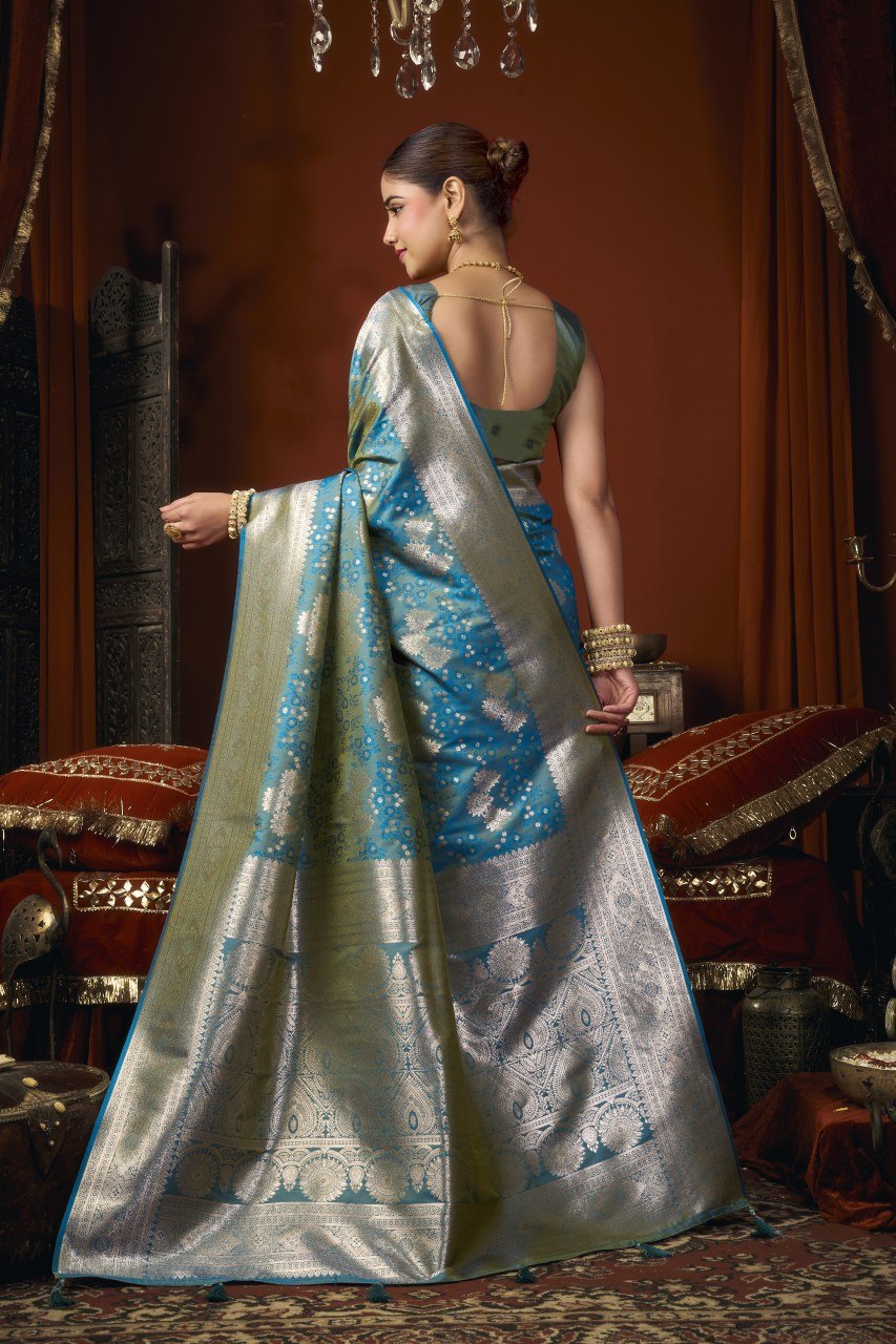 Self Jacquard Soft Silk Saree With Rich Zari Weaving & Tassels