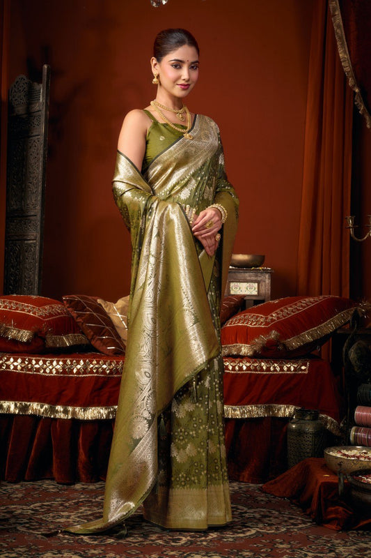 Self Jacquard Soft Silk Saree With Rich Zari Weaving & Tassels
