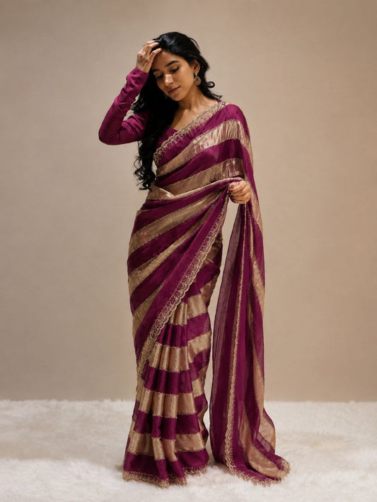 Space silk Blooming With jarkhan Work Saree