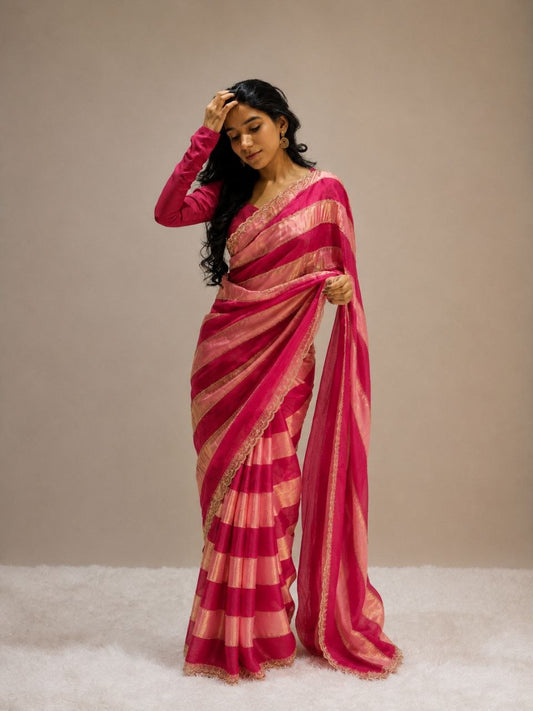Space silk Blooming With jarkhan Work Saree