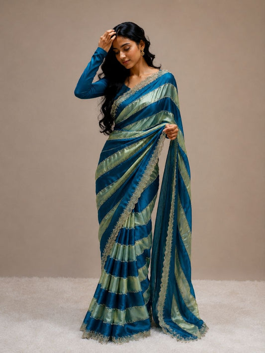 Space silk Blooming With jarkhan Work Saree