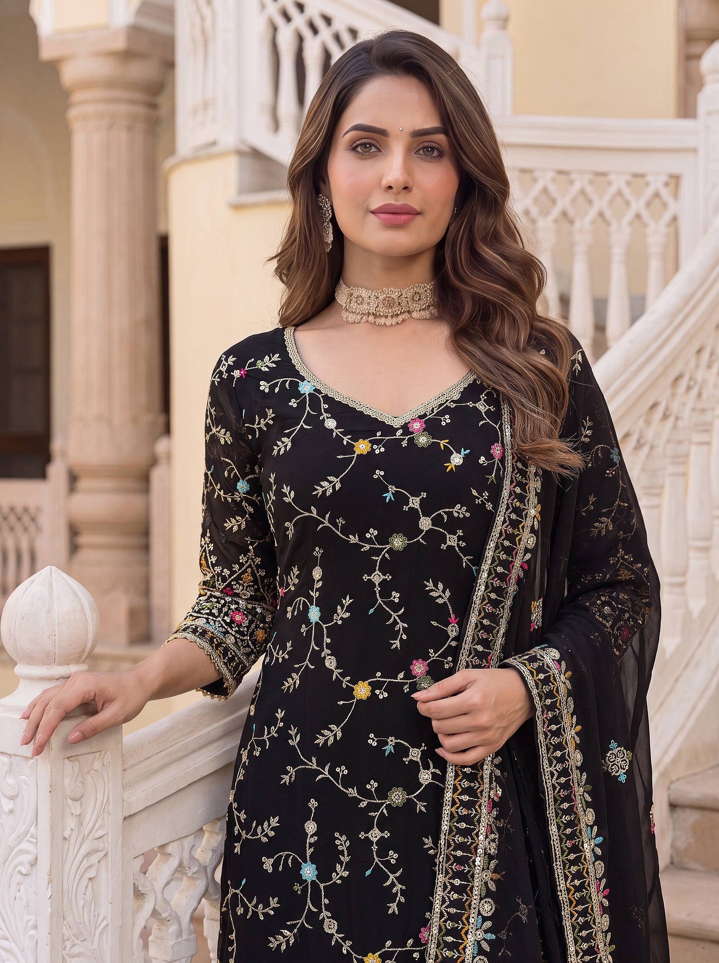 Faux Georgeet Embroidery Thread Sequence Zari