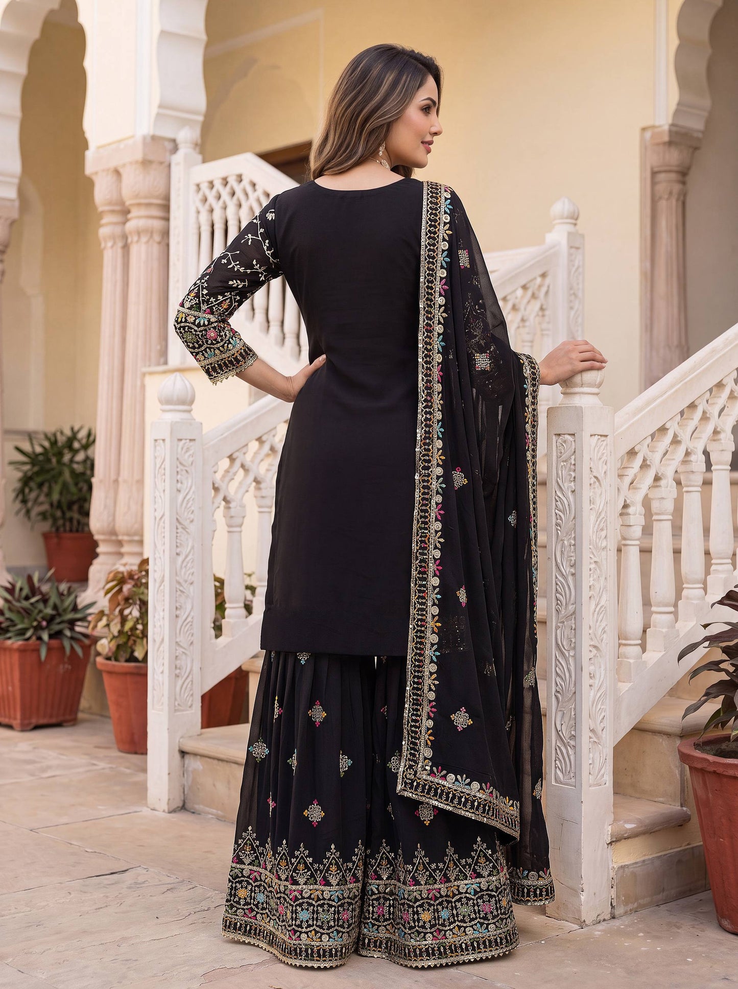 Faux Georgeet Embroidery Thread Sequence Zari