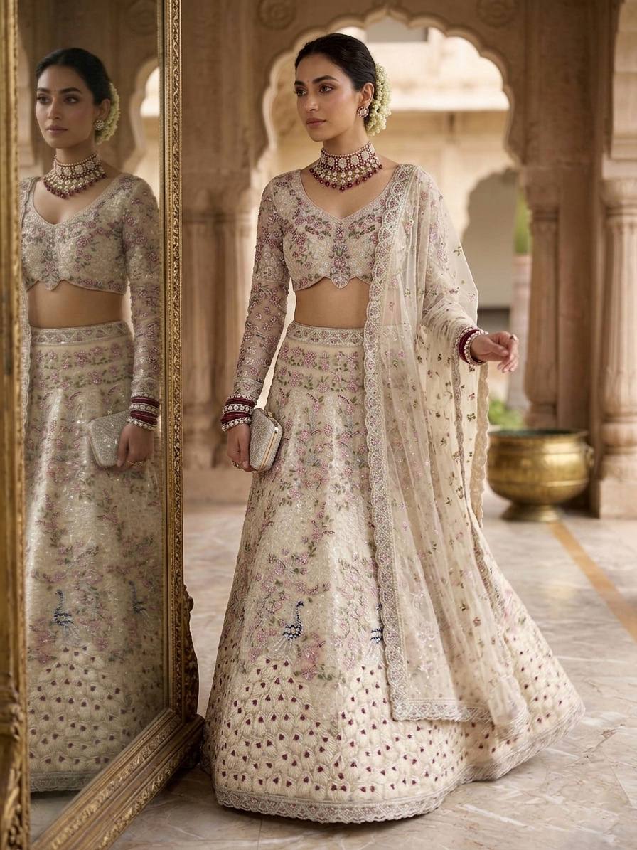 Launching 4 meter flared Premium Quality Soft Net Lehenga