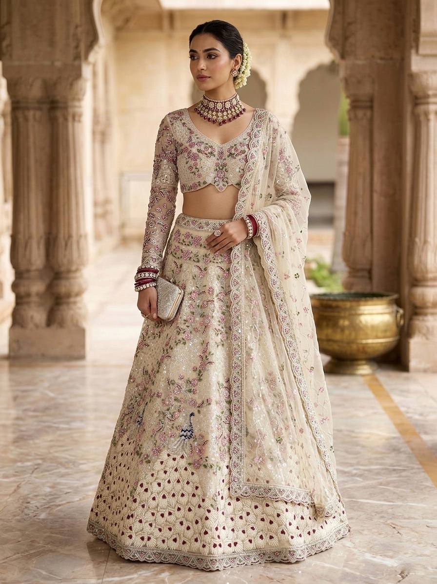 Launching 4 meter flared Premium Quality Soft Net Lehenga