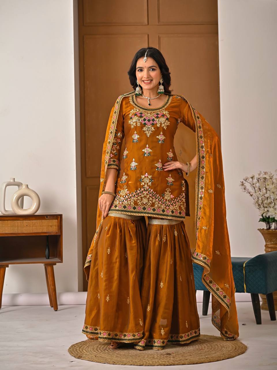 Launching New Designer Party Wear Look Top Sharara Plazzo and Dupatta