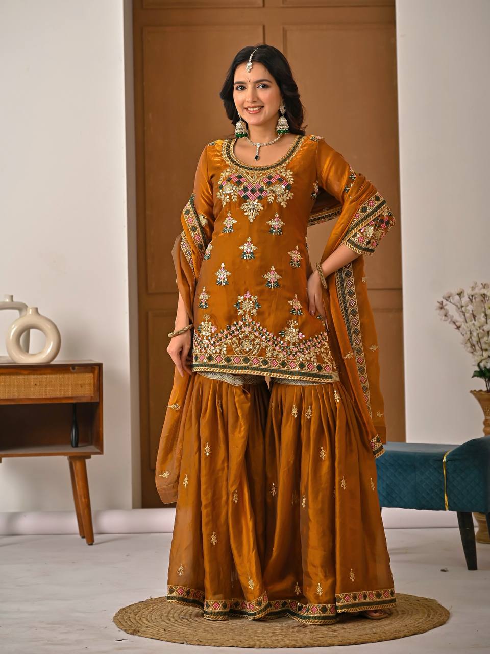 Launching New Designer Party Wear Look Top Sharara Plazzo and Dupatta