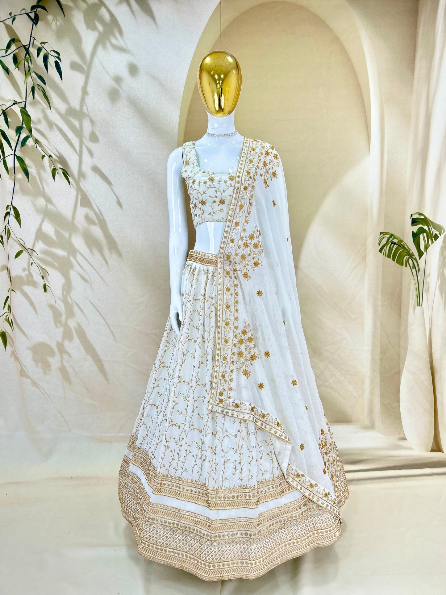 Georgette Zari Sequence Embroidery Fabric
