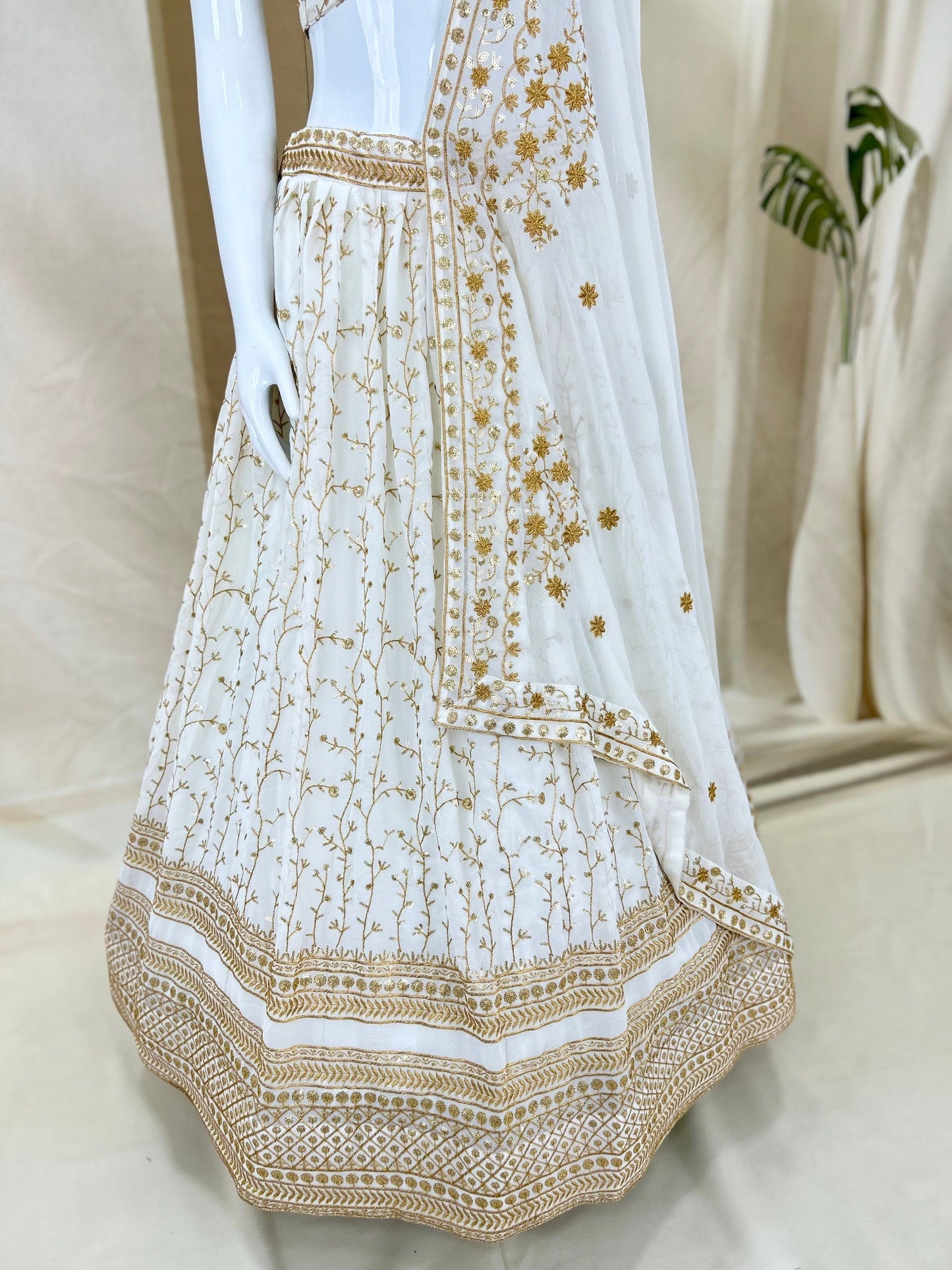 Georgette Zari Sequence Embroidery Fabric