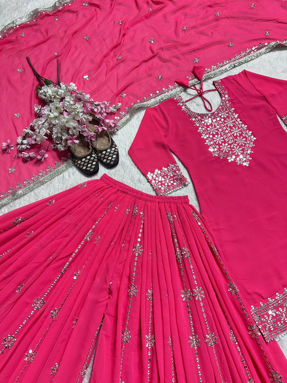 Presenting New Designer Party Wear Look Top Plazzo and Dupatta