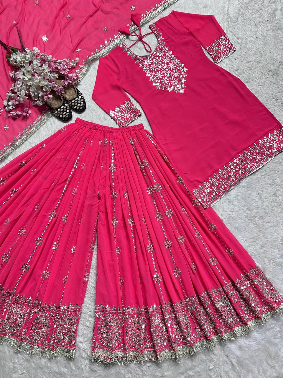 Presenting New Designer Party Wear Look Top Plazzo and Dupatta