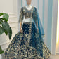 Butterfly Net Sequins and Codding Embroidery Work Fabric