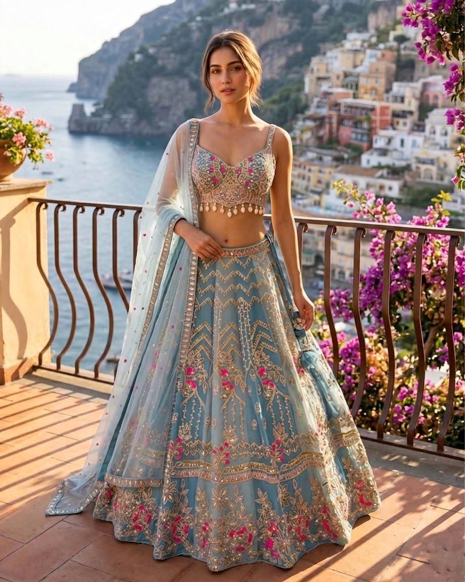Premium Quality Tabby Silk Coding Sequins Work Lehenga
