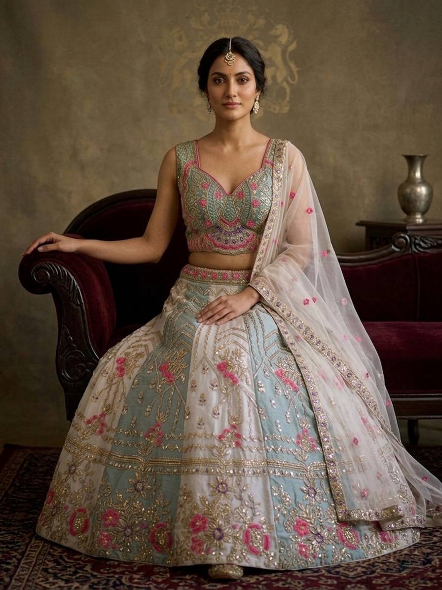 Premium Quality Tabby Silk Coding Sequins Work Lehenga