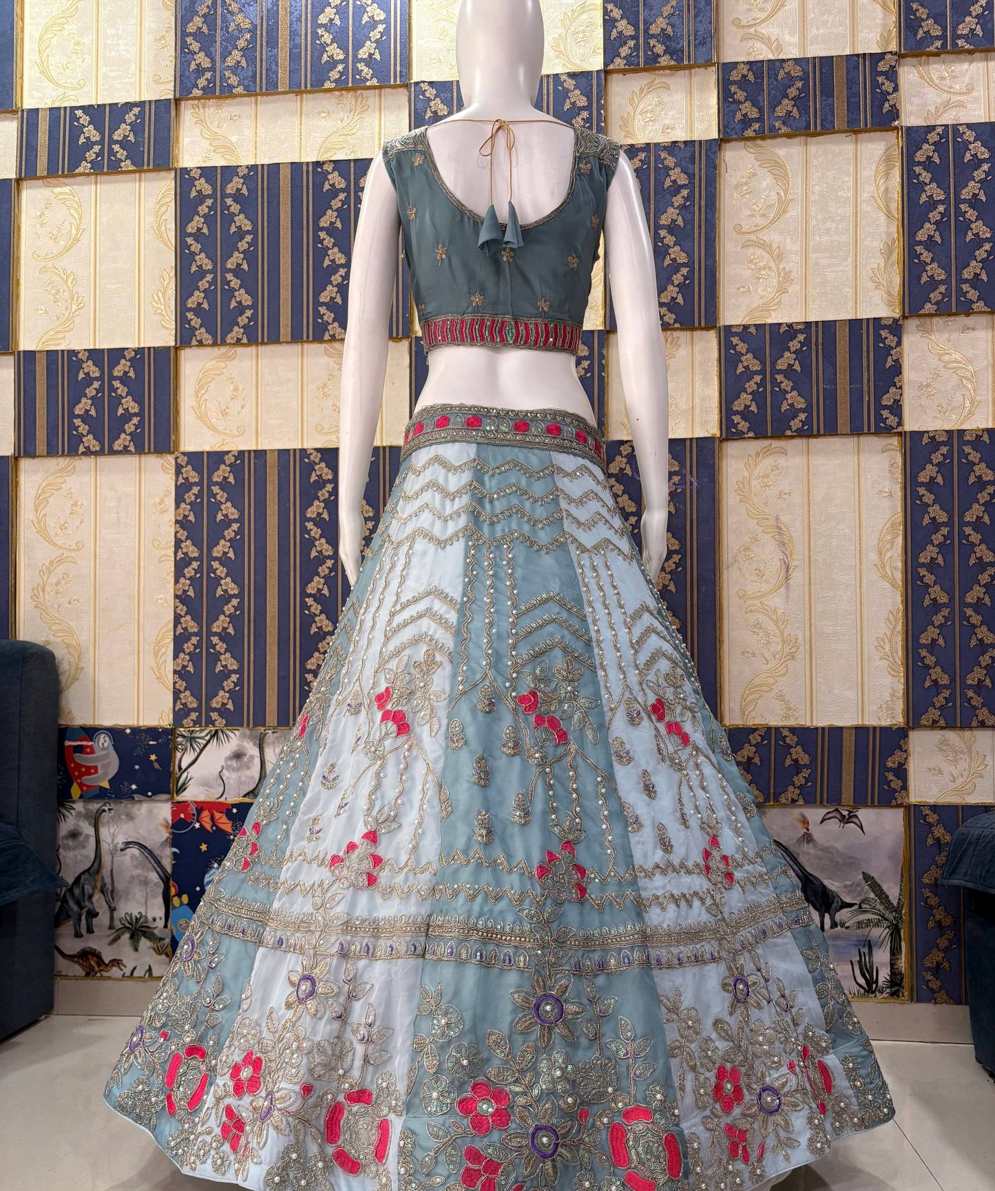 Premium Quality Tabby Silk Coding Sequins Work Lehenga
