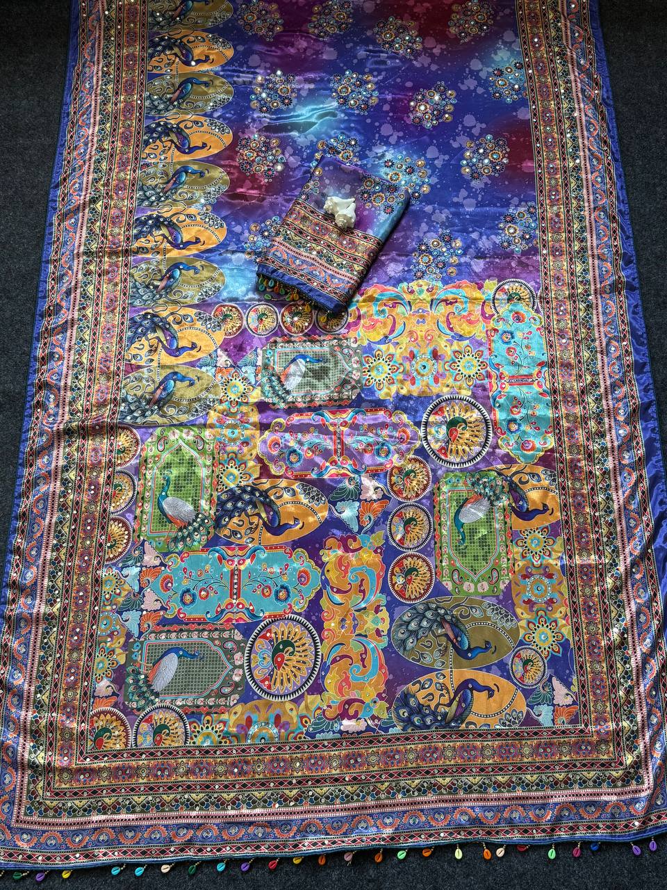 Roman Silk With ajarakh Print Saree