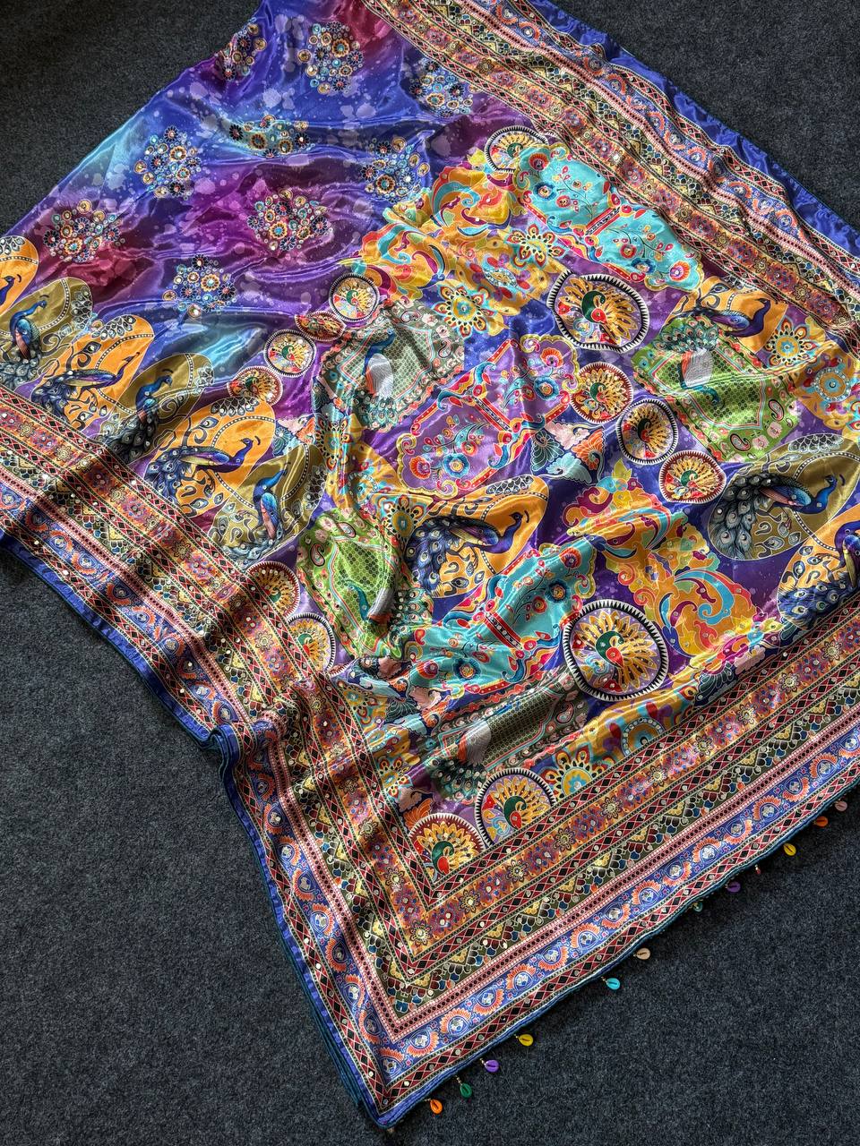 Roman Silk With ajarakh Print Saree