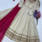 Cosmos with Real Mirror with Zari Embroidered lace work gown