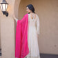 Cosmos with Real Mirror with Zari Embroidered lace work gown