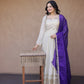 Cosmos with Real Mirror with Zari Embroidered lace work gown